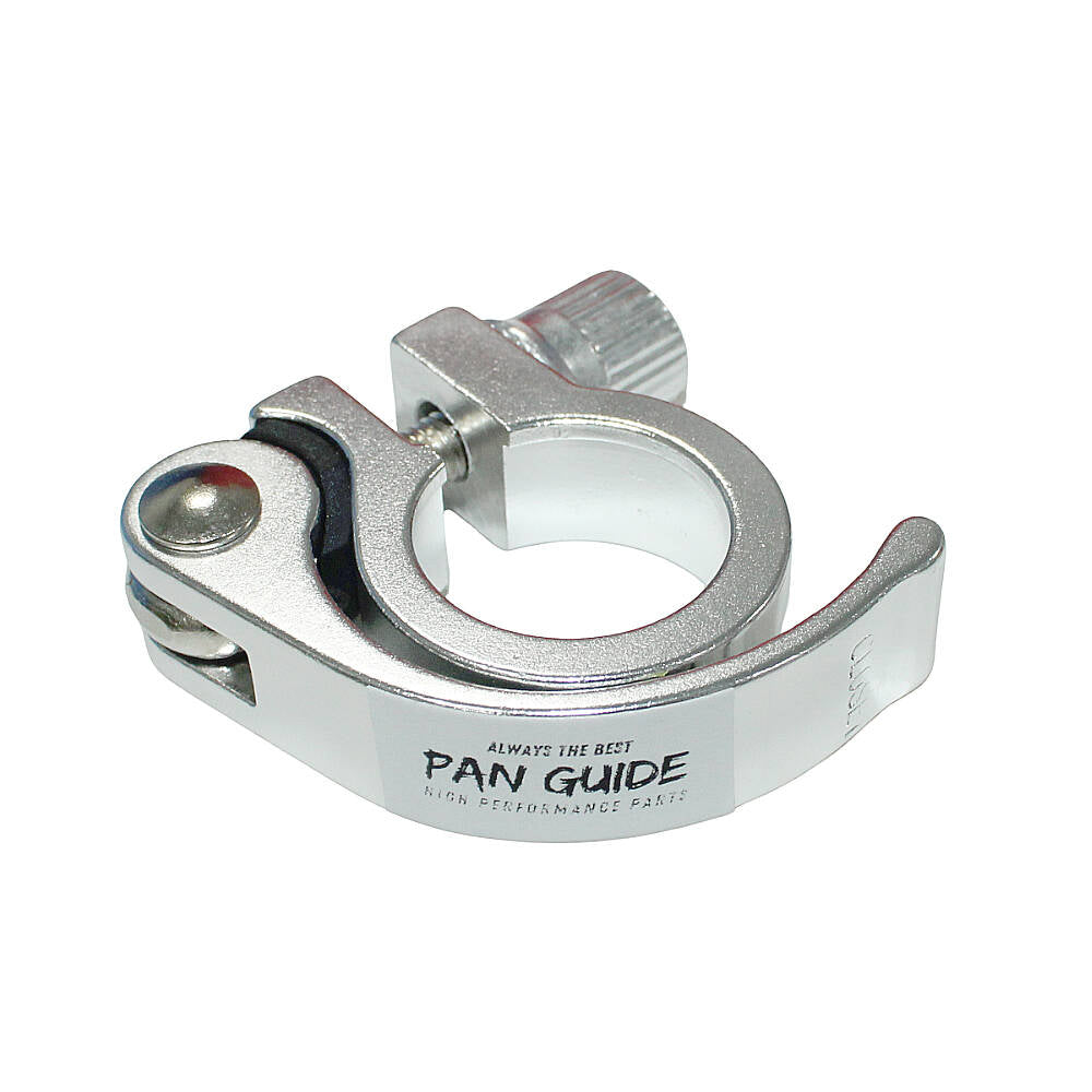 Pan Guide Bike Seat Post Clamp Aluminium Alloy Bicycle Quick Release Seatpost Collar 28.6mm / 31.8mm /34.9mm (Silver, 31.8mm)