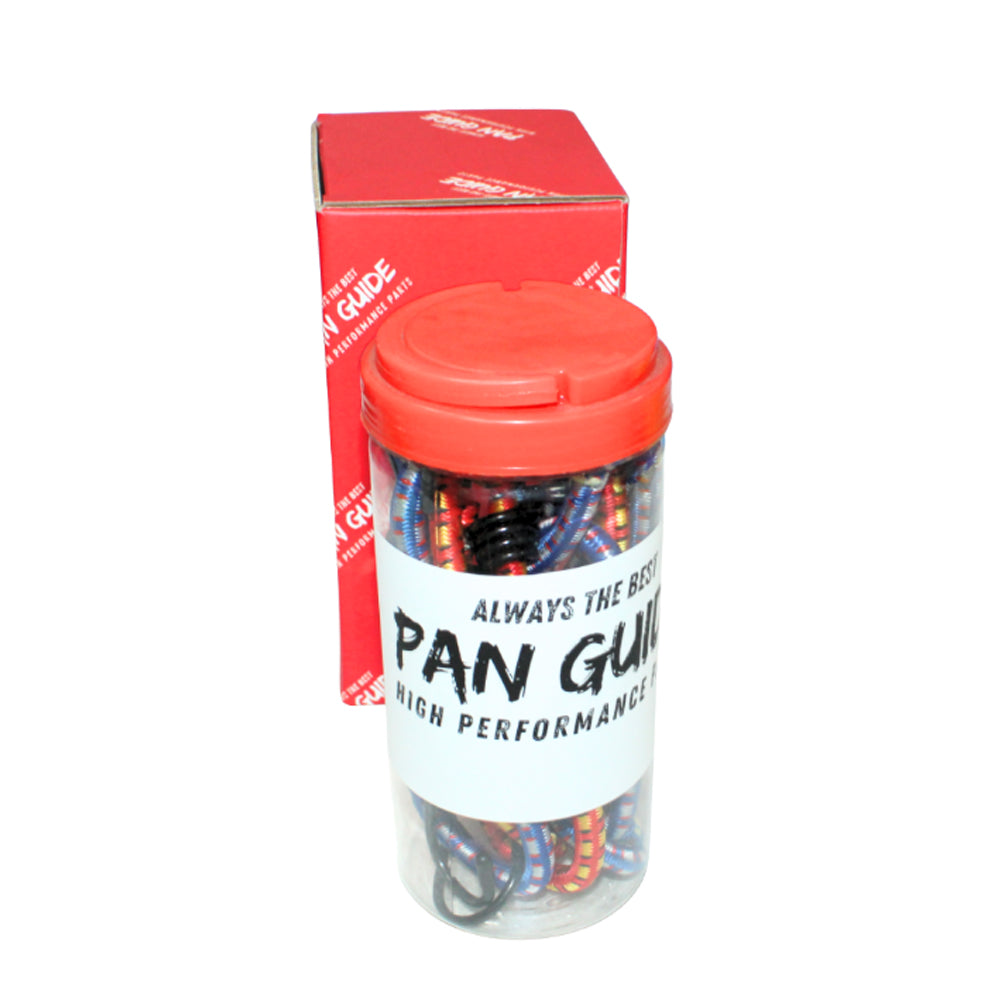 Pan Guide 31-Piece Premium Bungee Cords Assortment Jar, Includes 10",18",24",32",40" Bungee Cords, 6" Zip Ties, 8”Canopy/Tarp Ball Ties and Crocodile Mouth Tarp Clips