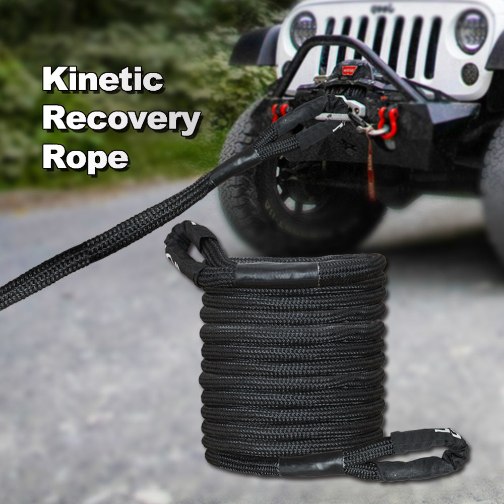 Indusafe Kinetic Recovery Tow Rope, 22000lbs Heavy Duty Offroad Snatch Strap, Heavy Duty Offroad Power Recovery Rope with Bag,Vehicle Recovery Rope for Jeep Car Truck ATV UTV SUV (7/8'' X 30FT)