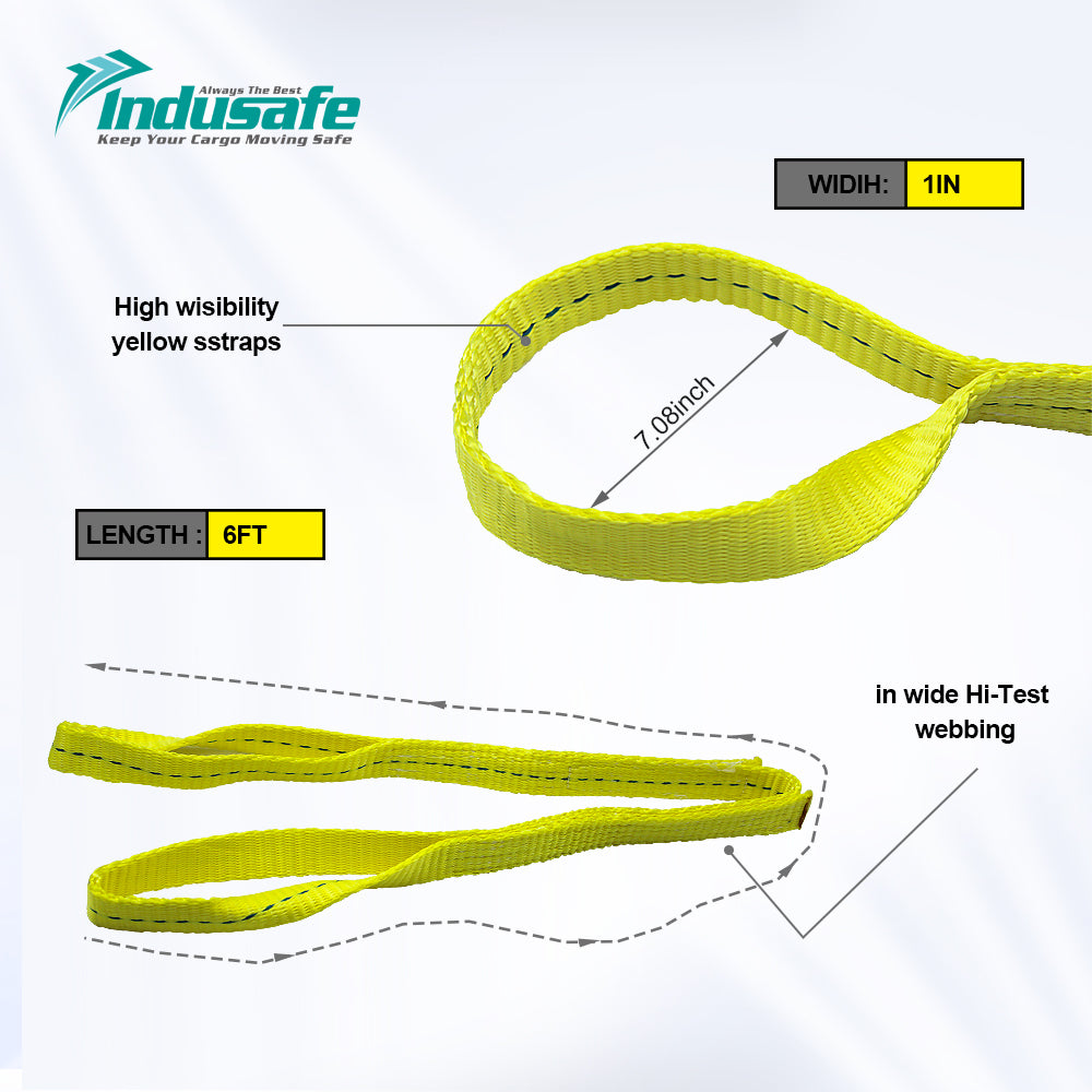 2-слойные подъемные ремни из полиэстера с поворотной проушиной 1 дюйм x 6 футов, ремешок для восстановления дерева, ремень для лебедки, бренд США