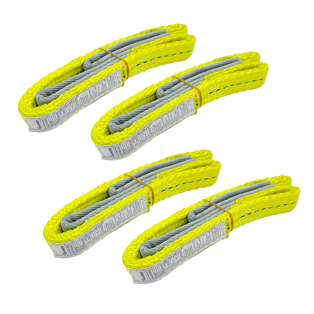 1" x 3’ Poly Web Sling Lifting Strap for Rigging Moving Towing Hoisting Work Gear, Pack of 4 Indusafe