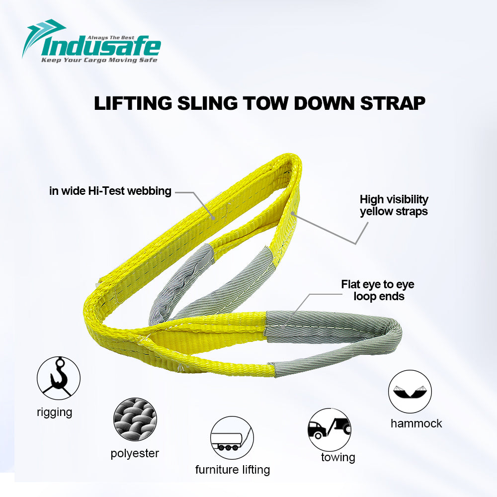 1" x 3’ Poly Web Sling Lifting Strap for Rigging Moving Towing Hoisting Work Gear, Pack of 4 Indusafe