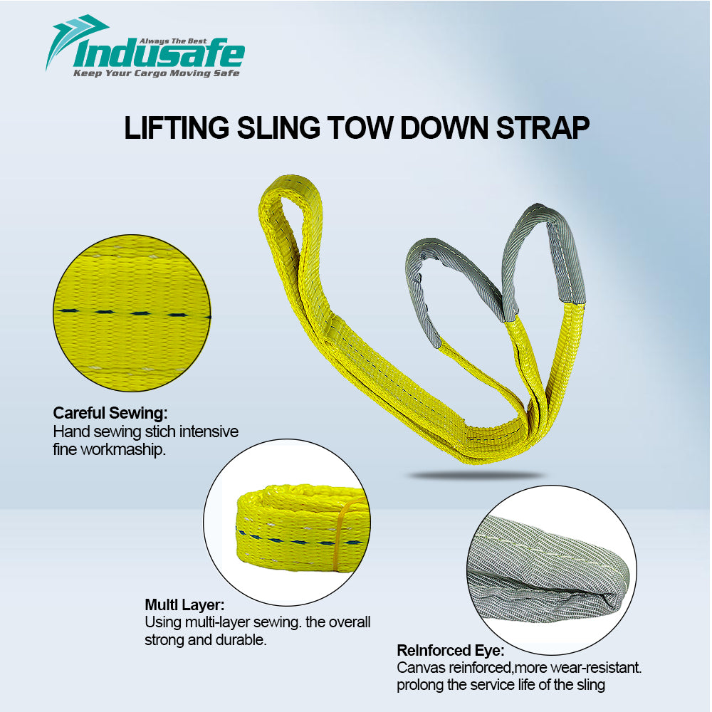 1" x 3’ Poly Web Sling Lifting Strap for Rigging Moving Towing Hoisting Work Gear, Pack of 4 Indusafe