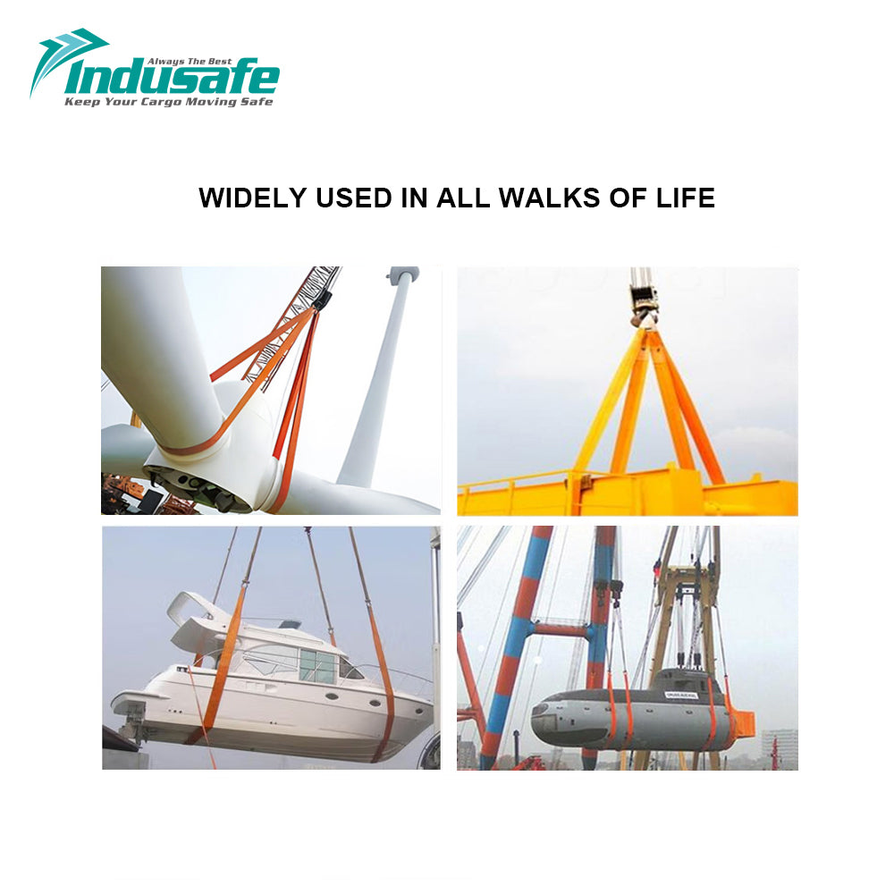 Indusafe 1" x 6’ Poly Web Sling Lifting Strap for Construction 3100lbs Vertical for Rigging Moving Towing Hoisting Work Gear