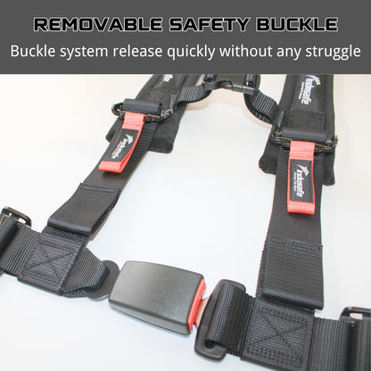 Indusafe 4 Point Harness with Ez-Buckle and Padding, Harness Seat Belt with 3 Inch Padding with Sternum Strap Fits all Side by Sides, UTV, 4x4, Go Cart, Buggy