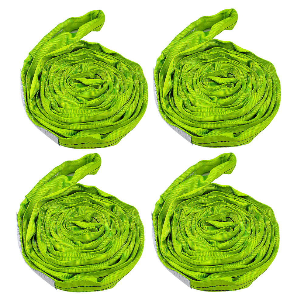 Green Polyester Endless Round Sling Lifting Sling 5300lbs Vertical Capacity, 6 Feet Length Pack of 4