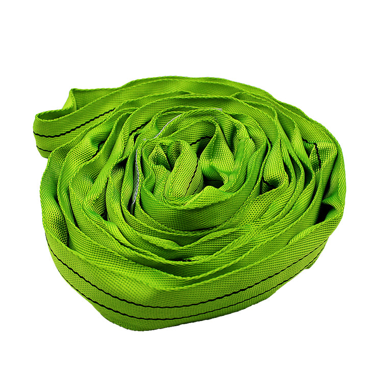 2'' 9ft Polyester Endless Round Sling Hoist Straps for Rigging Towing and Lifting Green  5300lbs Capacity