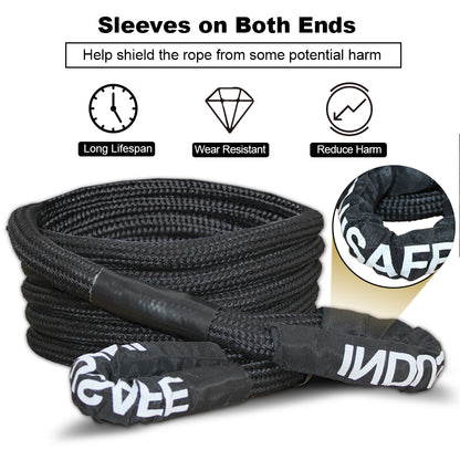 Indusafe Kinetic Recovery Tow Rope, 22000lbs Heavy Duty Offroad Snatch Strap, Heavy Duty Offroad Power Recovery Rope with Bag,Vehicle Recovery Rope for Jeep Car Truck ATV UTV SUV (7/8'' X 20FT)