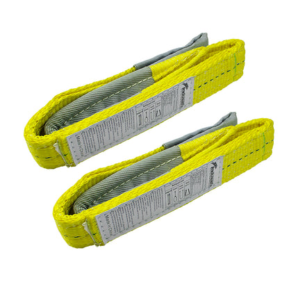 2" x 3’ Poly Web Sling Lifting Strap for Rigging Moving Towing Hoisting Work Gear, Pack of 2