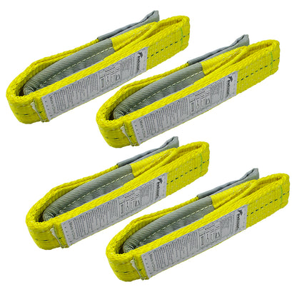 4 Pack Lift Sling Straps 3' x 2" Heavy Duty Flat Eye Lift Sling 12400 lbs Capacity Lifting Straps Polyester Tree Saver Recovery Strap Web Sling Winch Strap