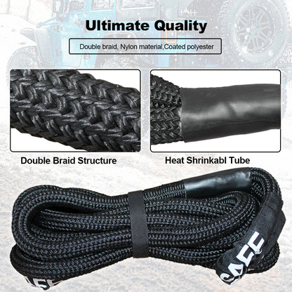 Indusafe Kinetic Recovery Tow Rope, 22000lbs Heavy Duty Offroad Snatch Strap, Heavy Duty Offroad Power Recovery Rope with Bag,Vehicle Recovery Rope for Jeep Car Truck ATV UTV SUV (7/8'' X 20FT)