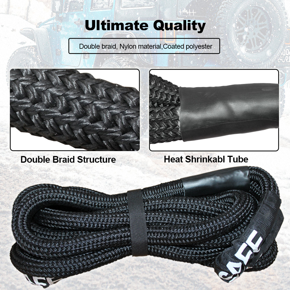 Indusafe 1"×30ft Kinetic Recovery Tow Rope, Heavy Duty Offroad Snatch Strap, Heavy Duty Offroad Power Recovery Rope with Storage Bag,Vehicle Recovery Rope for Jeep Car Truck ATV UTV SUV (1'' X 30FT)