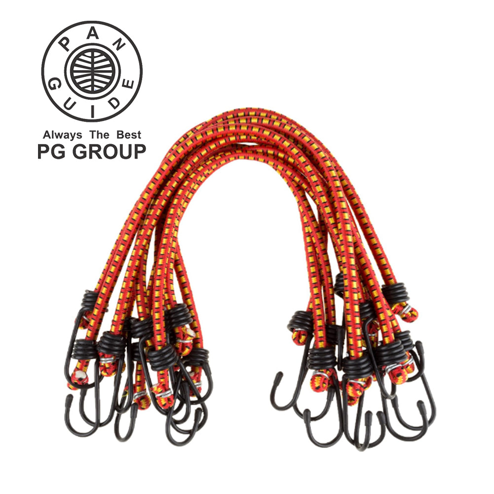 Pan Guide Bungee Cords Rubber 18-Inch Cordage with Heavy-Duty Vinyl-Coated Hooks and Fabric Wrapping, 10-Pack