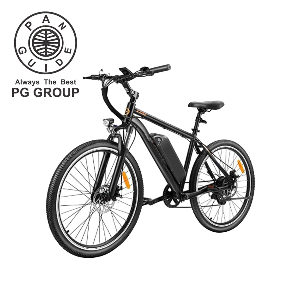 Pan Guide Electric Bike for Adults with Peak 500W Brushless Motor, 40Miles 20MPH Commuting Electric Mountain Bike with 360Wh Removable Battery, 7-Speed, 26" Tires and Front Fork Suspension